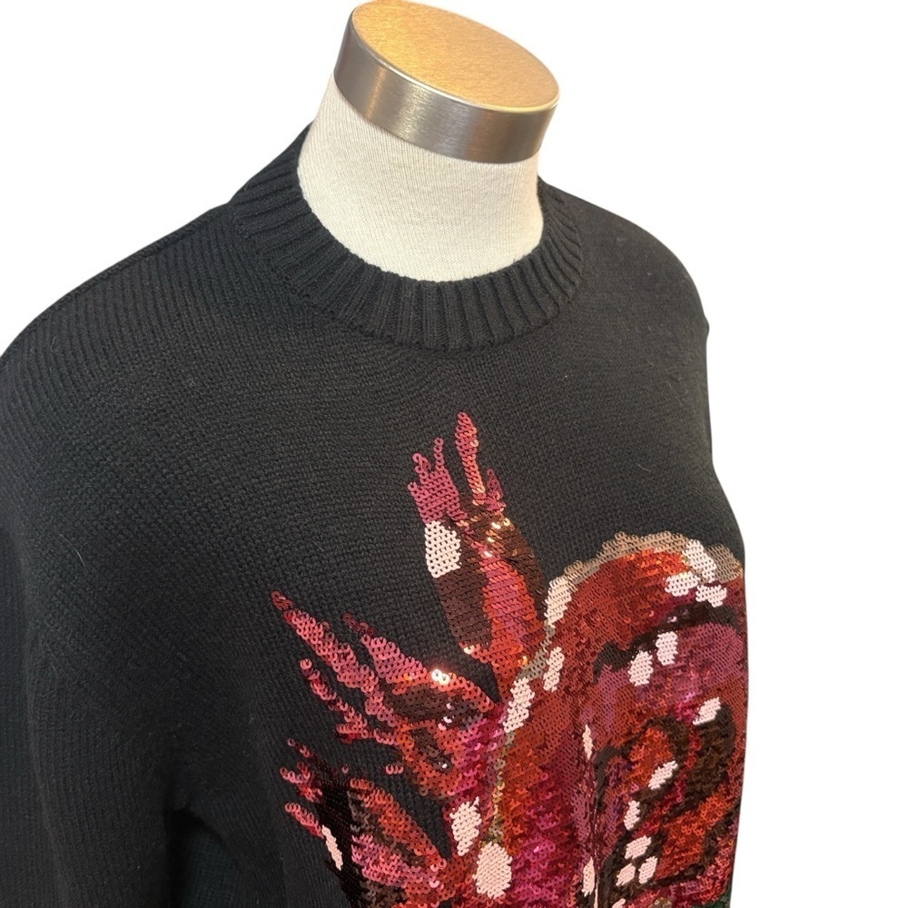 Desigual X Christian Lacroix Oversized Sequin Pullover Sweater Floral Black Sz M - Picture 3 of 9